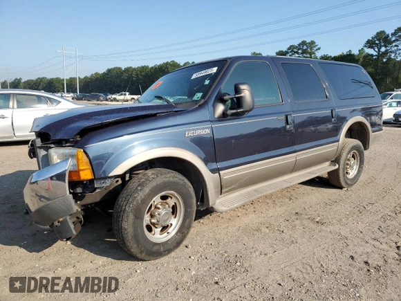 2000 Ford Excursion Limited with VIN 1FMNU42F5YEA90629, listed as a Copart auction lot 58949025 with 449,482 mi miles and Salvage title. Bid and sale history available at DreamBid. Image 1.