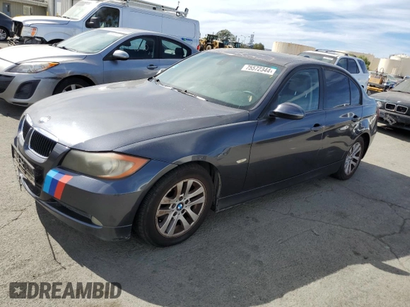 2007 BMW 3 Series 328i with VIN WBAVC53587FZ76808, listed as a Copart auction lot 75572344 with 193,993 mi miles and Clean Title. Bid and sale history available at carsss.com. Image 1.