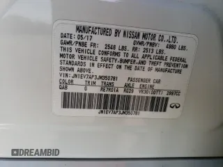 2018 Infiniti Q50 Luxe z VIN JN1EV7AP3JM350781, wystawiony jako Copart lot #53319295 z przebiegiem 53 886 mil mil oraz Szkoda całkowita • Salvage title. Historia ofert i sprzedaży dostępna na DreamBid. Obrazek 14.