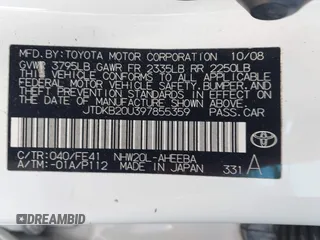 2009 Toyota Prius with VIN JTDKB20U397855359, listed as a IAAI auction lot 42223095 with 263,129 mi miles and . Bid and sale history available at DreamBid. Image 9.