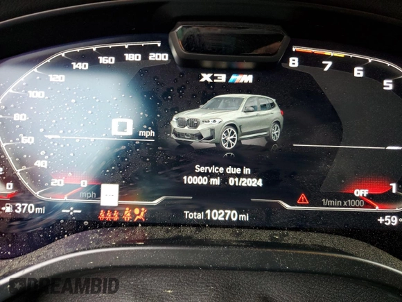 2022 BMW X3 M with VIN 5YM13EC05N9K66502, listed as a Copart auction lot 43451573 with 10,270 mi miles and Salvage Title. Bid and sale history available at carsss.com. Image 9.