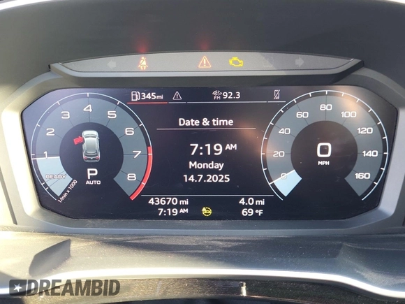2023 Audi Q3 S line Premium with VIN WA1DECF34P1107427, listed as a IAAI auction lot 42845142 with 43,670 mi miles and . Bid and sale history available at DreamBid. Image 36.