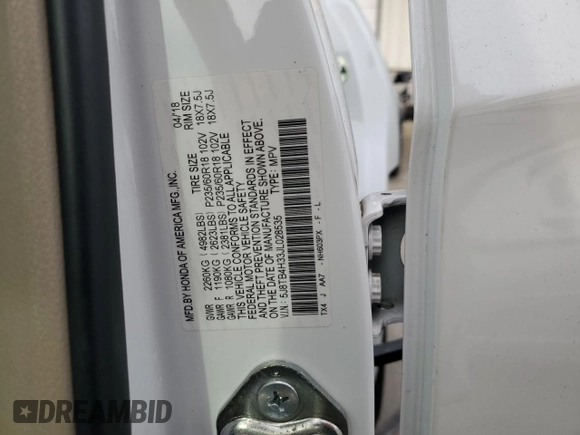 2018 Acura RDX with VIN 5J8TB4H33JL028535, listed as a Copart auction lot 84562724 with 96,940 mi miles and Salvage Title. Bid and sale history available at carsss.com. Image 13.