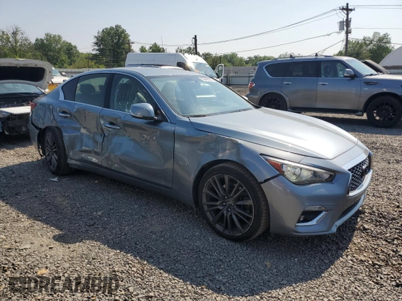 2019 Infiniti Q50 Luxe with VIN JN1EV7APXKM518952, listed as a Copart auction lot 59468095 with 42,344 mi miles and Salvage title. Bid and sale history available at DreamBid. Image 4.