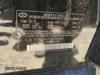 2017 Hyundai Sonata Sport with VIN 5NPE34AF2HH580647, listed as a Copart auction lot 52168185 with 149,613 mi miles and Salvage Title. Bid and sale history available at DreamBid. Image 12.