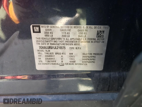2018 GMC Terrain SLE Diesel with VIN 3GKALUEU1JL216575, listed as a Copart auction lot 48912465 with 140,961 mi miles and Salvage Title. Bid and sale history available at DreamBid. Image 14.
