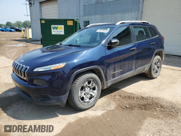 2016 Jeep Cherokee Sport with VIN 1C4PJMAB2GW210352, listed as a Copart auction lot 59270975 with 115,221 mi miles and Clean title. Bid and sale history available at DreamBid. Image 1.