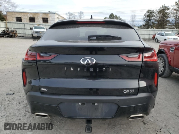 2024 Infiniti QX55 Luxe with VIN 3PCAJ5JR5RF110911, listed as a Copart auction lot 48920455 with 6,495 mi miles and Salvage Title. Bid and sale history available at DreamBid. Image 6.