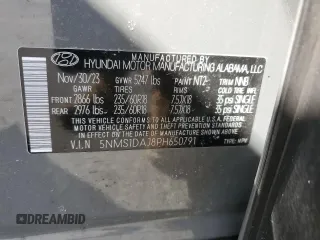 2023 Hyundai Santa Fe SE z VIN 5NMS1DAJ8PH650791, wystawiony jako Copart lot #48400865 z przebiegiem 8 083 mil mil oraz Szkoda całkowita • Salvage title. Historia ofert i sprzedaży dostępna na DreamBid. Obrazek 15.