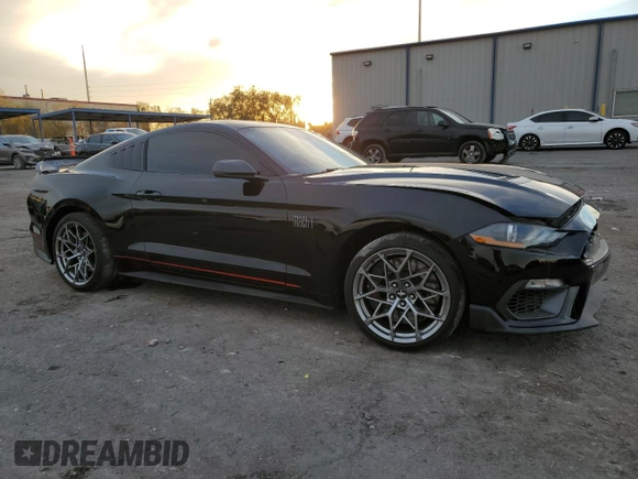 2021 Ford Mustang Mach 1 with VIN 1FA6P8R0XM5555396, listed as a Copart auction lot 41453795 with 10,286 mi miles and Salvage Title. Bid and sale history available at carsss.com. Image 4.