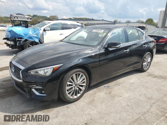 2024 Infiniti Q50 Luxe with VIN JN1EV7BR5RM630469, listed as a Copart auction lot 72450624 with 14,131 mi miles and Salvage Title. Bid and sale history available at DreamBid. Image 1.