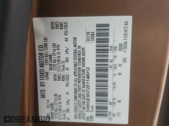 2014 Ford Transit Connect Titanium z VIN NM0GE9G72E1148012, wystawiony jako Copart lot #50765065 z przebiegiem 142 169 mil mil oraz Szkoda całkowita • Salvage title. Historia ofert i sprzedaży dostępna na DreamBid. Obrazek 13.
