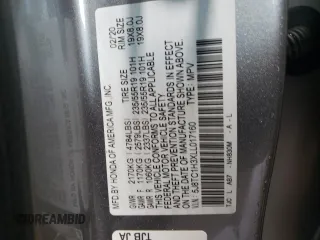 2020 Acura RDX with VIN 5J8TC1H3XLL017160, listed as a Copart auction lot 52144935 with 43,593 mi miles and Salvage title. Bid and sale history available at DreamBid. Image 12.