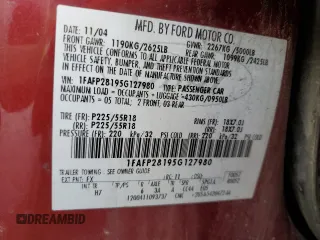2005 Ford Five Hundred Limited с VIN 1FAFP28195G127980, выставлен на аукционе Copart как лот 53612605 с пробегом Не указан миль и Списание • Salvage title. История ставок и продаж доступна на DreamBid. Изображение 12.