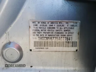 2005 Honda Accord EX with VIN 1HGCM56735A077841, listed as a Copart auction lot 45274465 with 215,670 mi miles and Salvage Title. Bid and sale history available at DreamBid. Image 14.
