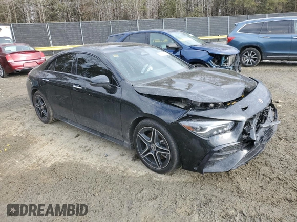 2024 Mercedes-Benz CLA 250 with VIN W1K5J4HB5RN454962, listed as a Copart auction lot 42414615 with 13,443 mi miles and Salvage title. Bid and sale history available at DreamBid. Image 4.