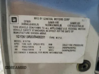 1999 Cadillac Escalade z VIN 1GYEK13RXXR408201, wystawiony jako Copart lot #53805845 z przebiegiem 268 205 mil mil oraz Szkoda całkowita • Salvage title. Historia ofert i sprzedaży dostępna na DreamBid. Obrazek 13.
