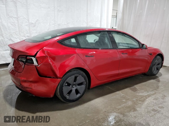 2022 Tesla Model 3 with VIN 5YJ3E1EA7NF372515, listed as a Copart auction lot 52853925 with 56,679 mi miles and Clean Title. Bid and sale history available at carsss.com. Image 3.