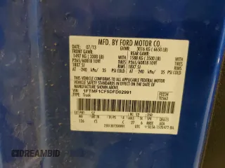 2013 Ford F-150 XL with VIN 1FTMF1CF5DFD02991, listed as a Copart auction lot 46853675 with 127,474 mi miles and Salvage title. Bid and sale history available at DreamBid. Image 12.