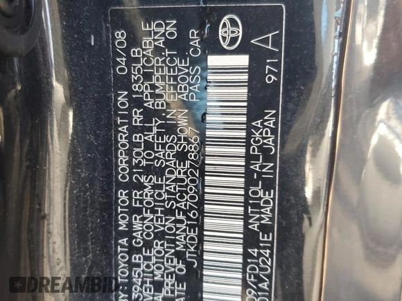 2009 Scion tC z VIN JTKDE167090278867, wystawiony jako Copart lot #47040775 z przebiegiem 148 976 mil mil oraz Szkoda całkowita • Salvage title. Historia ofert i sprzedaży dostępna na DreamBid. Obrazek 12.