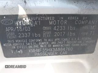 2003 Hyundai Sonata GLS с VIN KMHWF35HX3A884760, выставлен на аукционе IAAI как лот 42564099 с пробегом 93 876 миль миль и . История ставок и продаж доступна на DreamBid. Изображение 9.