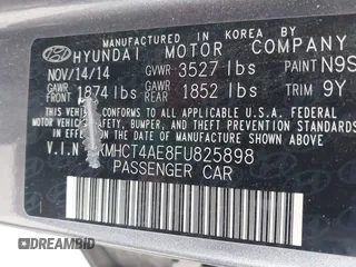 2015 Hyundai Accent GLS with VIN KMHCT4AE8FU825898, listed as a IAAI auction lot 42066640 with 79,593 mi miles and . Bid and sale history available at DreamBid. Image 9.