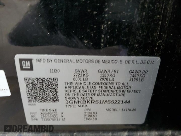2021 Chevrolet Blazer RS с VIN 3GNKBKRS1MS522144, выставлен на аукционе Copart как лот 50639635 с пробегом 43 593 миль миль и Списание • Salvage title. История ставок и продаж доступна на DreamBid. Изображение 12.