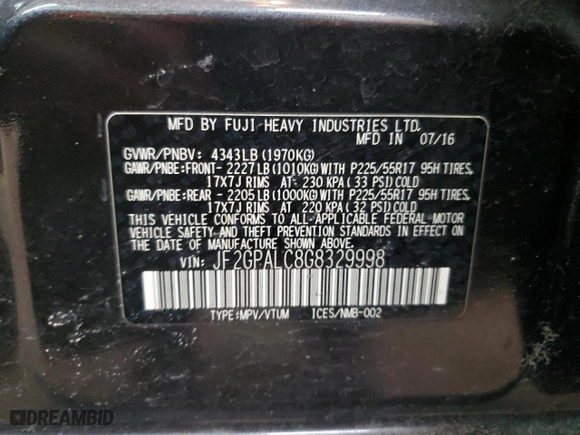 2016 Subaru Crosstrek Limited with VIN JF2GPALC8G8329998, listed as a Copart auction lot 48256685 with 154,684 mi miles and Non Repairable. Bid and sale history available at carsss.com. Image 13.