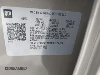 2024 Chevrolet Malibu LT with VIN 1G1ZD5ST8RF107459, listed as a IAAI auction lot 42096981 with 40,500 mi miles and . Bid and sale history available at DreamBid. Image 9.