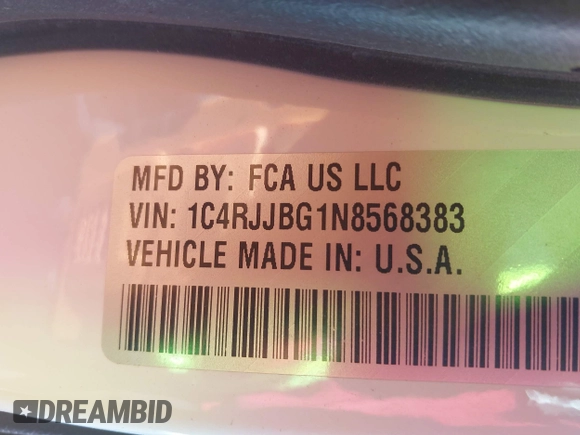 2022 Jeep Grand Cherokee Limited with VIN 1C4RJJBG1N8568383, listed as a IAAI auction lot 41734465 with 42,410 mi miles and . Bid and sale history available at DreamBid. Image 9.