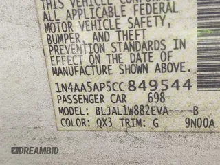2012 Nissan Maxima SV with VIN 1N4AA5AP5CC849544, listed as a IAAI auction lot 42404028 with Not provided miles and . Bid and sale history available at DreamBid. Image 9.