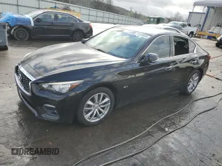 2018 Infiniti Q50 2.0t LUXE with VIN JN1CV7AP0JM240584, listed as a Copart auction lot 80449644 with 84,079 mi miles and Salvage Title. Bid and sale history available at carsss.com. Image 1.