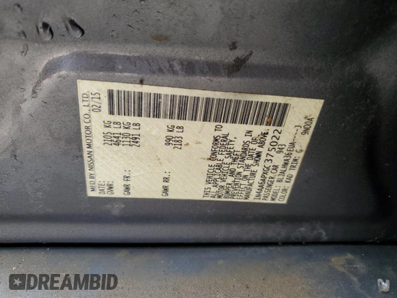 2016 Nissan Maxima Platinum with VIN 1N4AA6APXGC375022, listed as a Copart auction lot 58364695 with 151,387 mi miles and Salvage title. Bid and sale history available at DreamBid. Image 12.