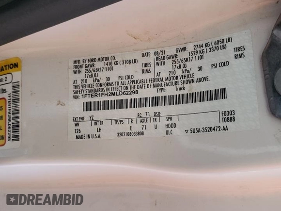 2021 Ford Ranger XL z VIN 1FTER1FH2MLD62298, wystawiony jako Copart lot #57224715 z przebiegiem 78 390 mil mil oraz Szkoda całkowita • Salvage title. Historia ofert i sprzedaży dostępna na DreamBid. Obrazek 13.
