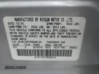 2015 Infiniti Q50 with VIN JN1BV7AR7FM398120, listed as a Copart auction lot 58540555 with 122,864 mi miles and Salvage title. Bid and sale history available at DreamBid. Image 12.