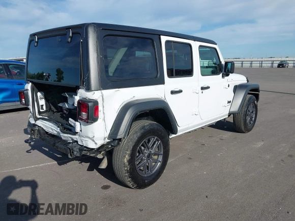 2024 Jeep Wrangler Sport S with VIN 1C4PJXDG5RW244037, listed as a IAAI auction lot 42322052 with 29,580 mi miles and . Bid and sale history available at DreamBid. Image 4.