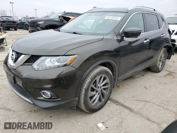 2016 Nissan Rogue SL with VIN 5N1AT2MV9GC742768, listed as a Copart auction lot 48130555 with 53,733 mi miles and Salvage Title. Bid and sale history available at DreamBid. Image 1.