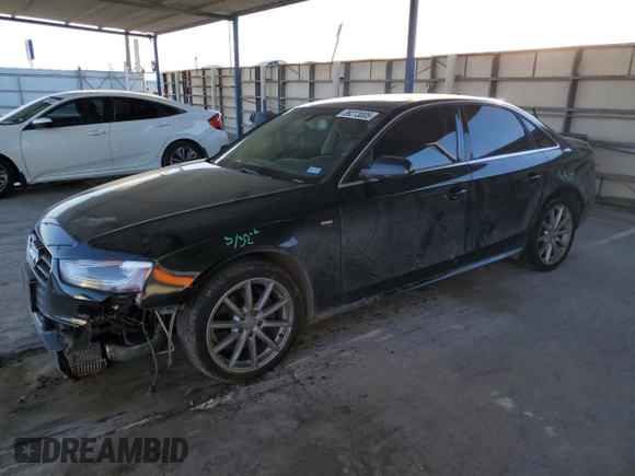2014 Audi A4 Premium Plus with VIN WAUEFAFLXEN011719, listed as a Copart auction lot 89273005 with 118,529 mi miles and Salvage Title. Bid and sale history available at carsss.com. Image 1.