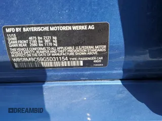 2016 BMW M3 with VIN WBS8M9C59G5D31154, listed as a Copart auction lot 54381145 with 88,259 mi miles and Non repairable. Bid and sale history available at DreamBid. Image 13.