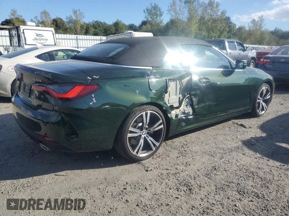 2023 BMW 4 Series 430i xDrive with VIN WBA43AT02PCM93518, listed as a Copart auction lot 73193044 with 15,520 mi miles and Salvage Title. Bid and sale history available at DreamBid. Image 3.