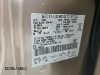 2001 Ford F-150 XLT z VIN 1FTRW07L81KF68346, wystawiony jako Copart lot #57460445 z przebiegiem Nie podano mil oraz Szkoda całkowita • Salvage title. Historia ofert i sprzedaży dostępna na DreamBid. Obrazek 12.