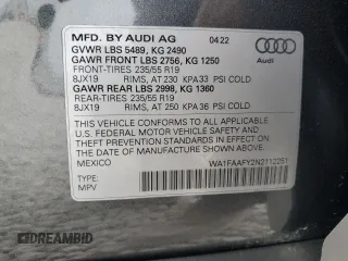2022 Audi Q5 S line Prestige with VIN WA1FAAFY2N2112251, listed as a Copart auction lot 43992915 with 15,101 mi miles and Salvage Title. Bid and sale history available at carsss.com. Image 14.