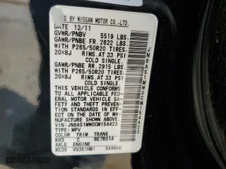 2012 Infiniti FX35 with VIN JN8AS1MW0CM154423, listed as a Copart auction lot 68378164 with 173,839 mi miles and Salvage Title. Bid and sale history available at carsss.com. Image 13.