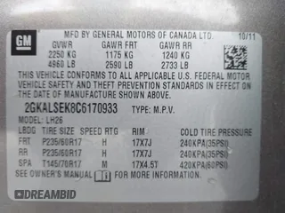 2012 GMC Terrain SLE-2 with VIN 2GKALSEK8C6170933, listed as a IAAI auction lot 41876266 with 189,620 mi miles and . Bid and sale history available at DreamBid. Image 9.