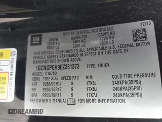 2014 Chevrolet Silverado 1500 Work Truck with VIN 1GCNCPEH9EZ231373, listed as a IAAI auction lot 41665673 with 109,160 mi miles. Bid and sale history available at carsss.com. Image 9.