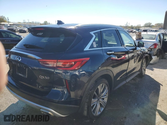 2021 Infiniti QX50 Essential с VIN 3PCAJ5CA2MF124748, выставлен на аукционе Copart как лот 81539814 с пробегом 34 565 миль миль и Списание • Salvage title. История ставок и продаж доступна на DreamBid. Изображение 3.