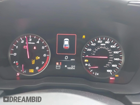 2024 Subaru WRX with VIN JF1VBAB64R9819602, listed as a IAAI auction lot 41928895 with 1,832 mi miles and . Bid and sale history available at DreamBid. Image 7.