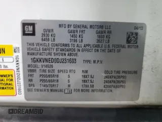 2013 GMC Acadia SLE with VIN 1GKKVNED0DJ231603, listed as a Copart auction lot 75692314 with 191,588 mi miles and Clean Title. Bid and sale history available at DreamBid. Image 13.