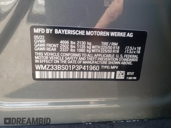 2023 MINI Countryman John Cooper Works with VIN WMZ33BS01P3P41960, listed as a Copart auction lot 68326993 with 5,325 mi miles and Salvage Title. Bid and sale history available at carsss.com. Image 13.