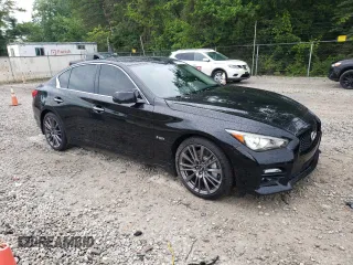 2016 Infiniti Q50 Red Sport 400 with VIN JN1FV7AR4GM450788, listed as a Copart auction lot 63069385 with 87,740 mi miles and Salvage title. Bid and sale history available at DreamBid. Image 4.